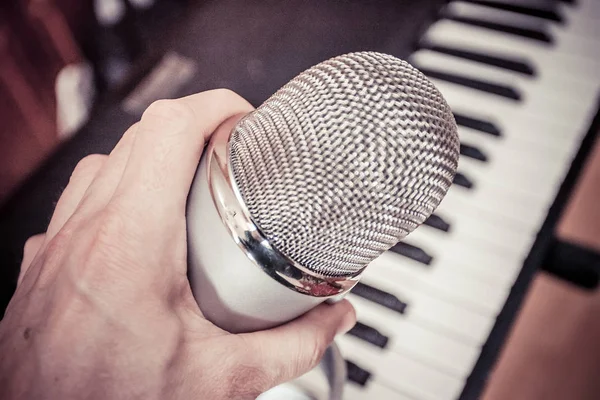 Microphone Dans Studio Enregistrement — Photo