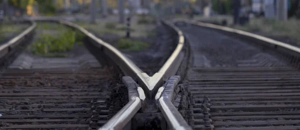 Železniční tratě, vysokorychlostní železniční železniční pointwork — Stock fotografie