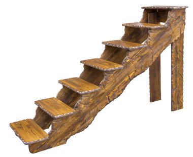 El yapımı ahşap raf houseplants, beyaz arka planı için