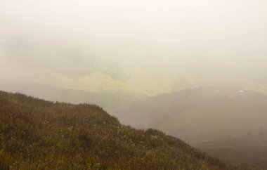 Dağlarda, Ukrayna Karpatlar bulutlu hava