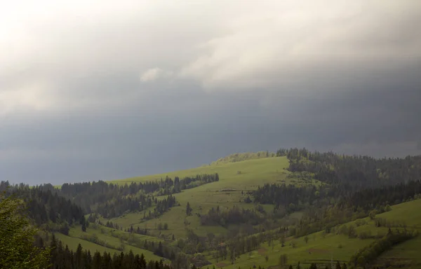 Bewolkt Weer Bergen Oekraïense Karpaten Bewolkt Weer Bergen Oekraïense Karpaten — Stockfoto
