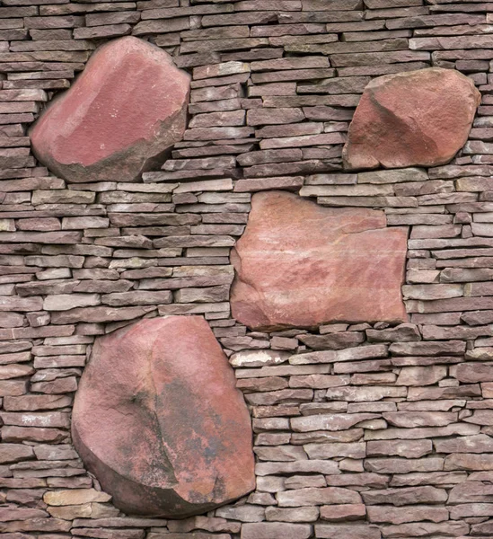 Seamless stone masonry using rectangular stones, red and gray shades