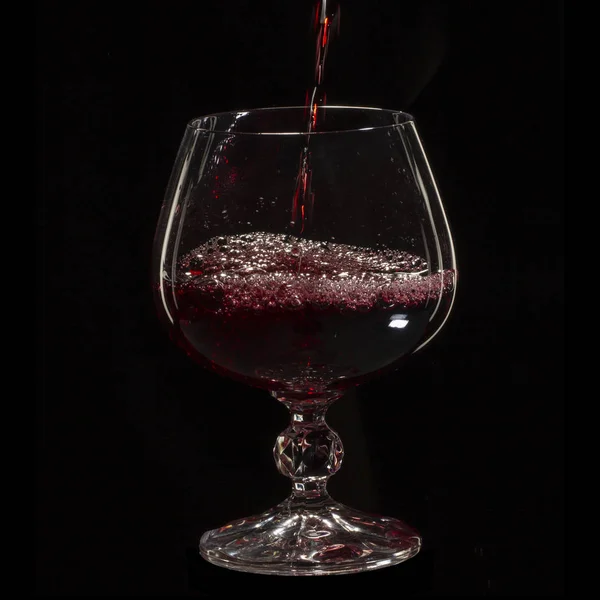 Glas Stillleben Bild Ein Glas Rotwein Einem Glas Auf Schwarzem — Stockfoto