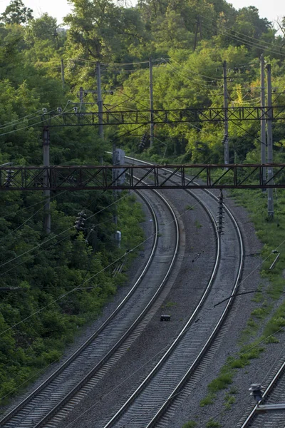 Pontos Ferroviários Trilhos Ferroviários Trilhos Alta Velocidade — Fotografia de Stock