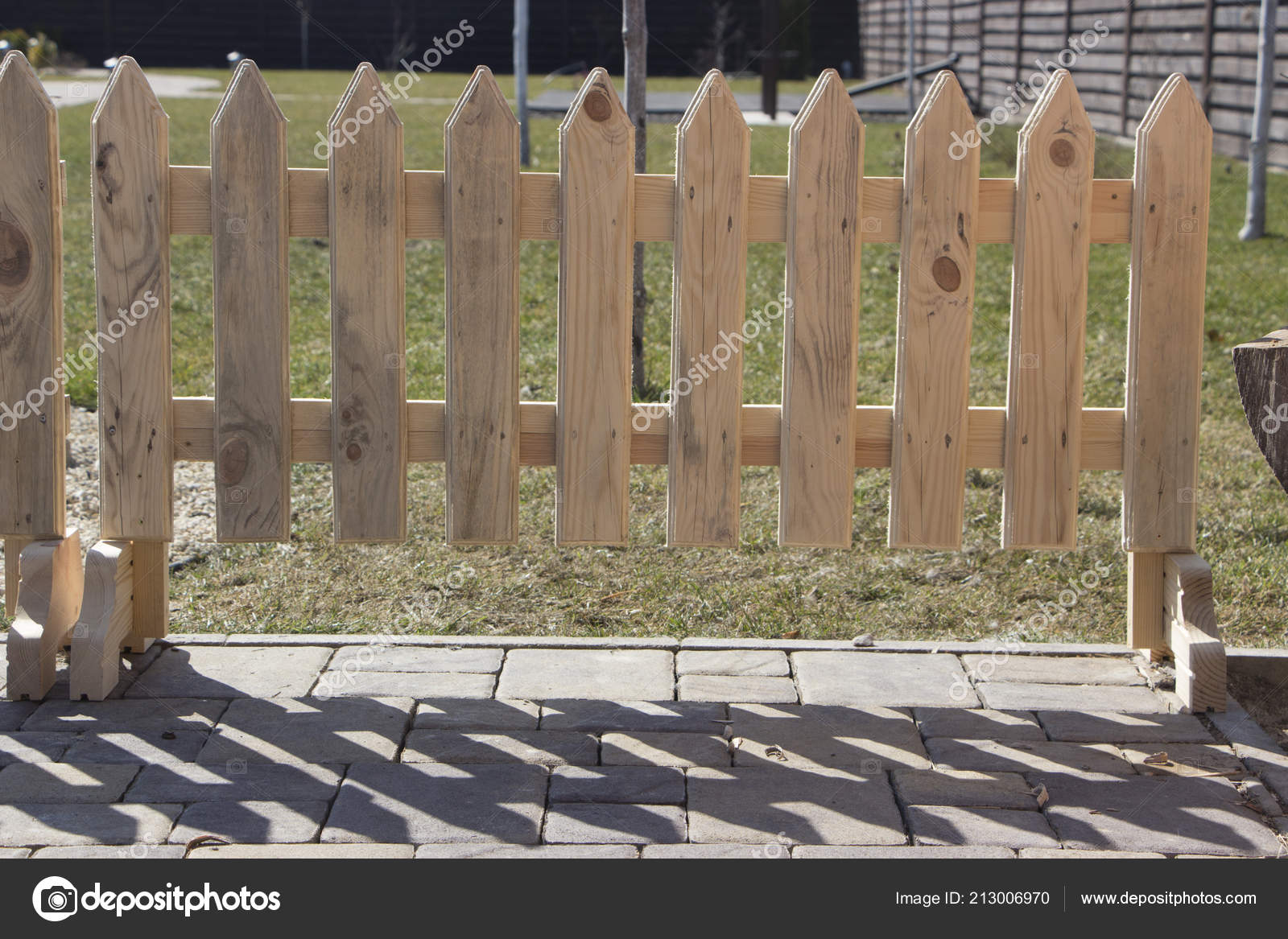 Part Small Wooden Fence Pegs Close Stock Photo Maykal 213006970 Part Small Wooden Fence Pegs Close Stock Photo