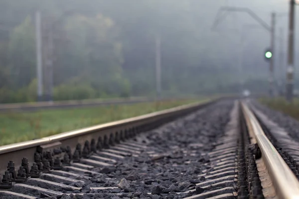 Des Gouttes Pluie Sont Cassées Sur Rail Photo Symbolise Nostalgie — Photo