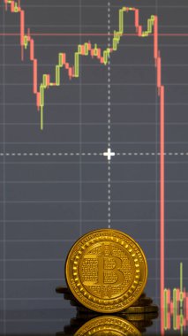Bitcoin sikke üzerinde arka plan grafiklerini yakın çekim