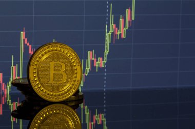 Bitcoin sikke üzerinde arka plan grafiklerini yakın çekim