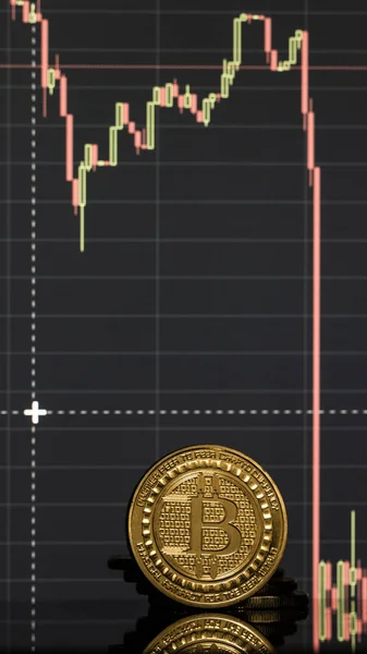 Bitcoin Mynt Bakgrundsgrafik Närbild — Stockfoto