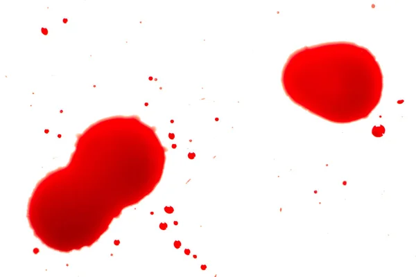 Gouttes de sang rouge sur papier blanc — Photo