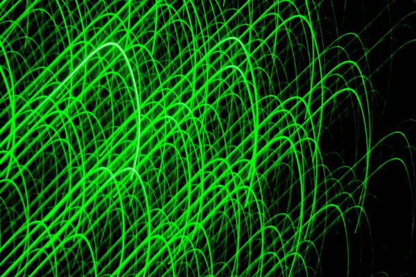 Desenho Uma Parede Preta Com Laser Verde Desenho Abstrato — Fotografia de Stock