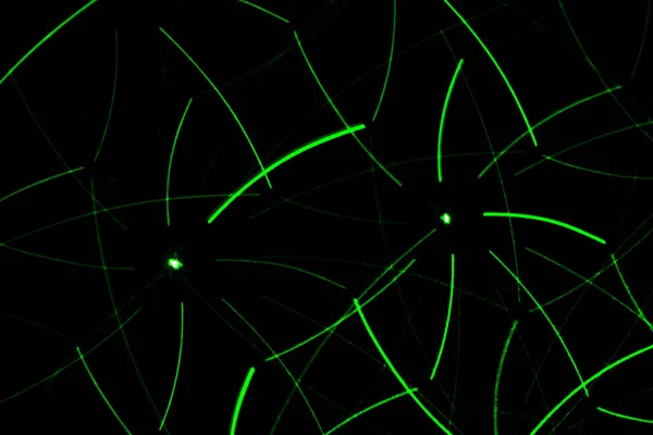 Drawing Black Wall Green Laser Abstract Drawing — Stock Photo, Image