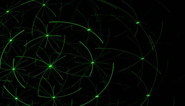 Drawing Black Wall Green Laser Abstract Drawing — Stock Photo, Image
