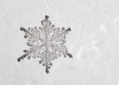 Güzel kar tanesi üzerinde açık mavi renkli yakın çekim