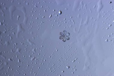 Güzel kar tanesi üzerinde açık mavi renkli yakın çekim