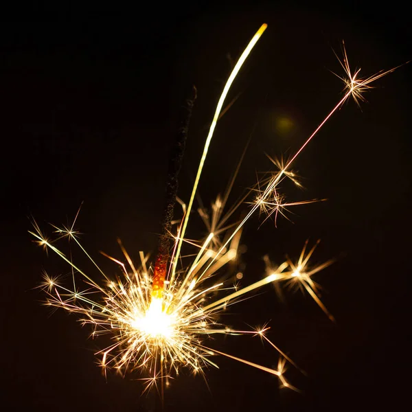 Christmas Sparkler Isolated Black Background Bengal Fire Close Stock Photo
