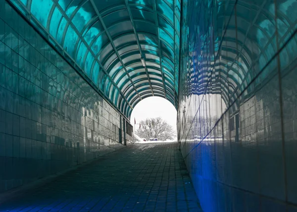 Sylwetka Tunelu Metra Światło Końcu Tunelu Koncepcja — Zdjęcie stockowe