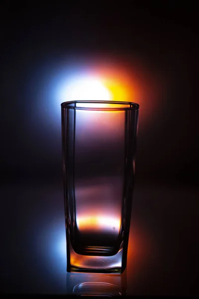 Empty Glass Colorful Background Close — Stock Photo, Image