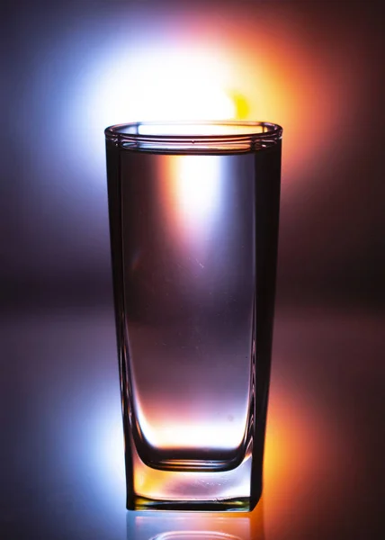 Empty Glass Colorful Background Close — Stock Photo, Image