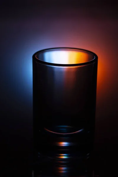 Empty Glass Colorful Background Close — Stock Photo, Image