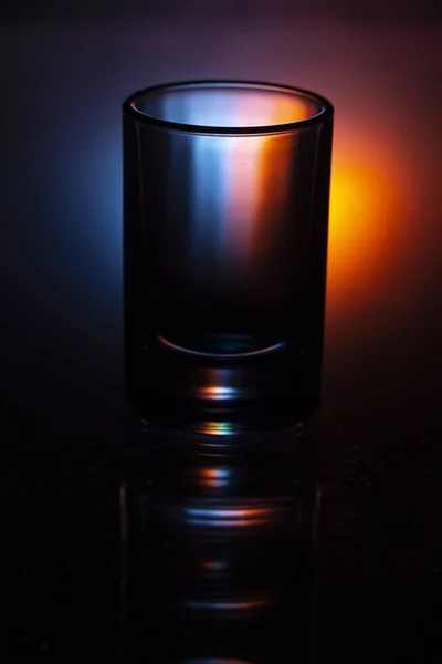 Empty Glass Colorful Background Close — Stock Photo, Image