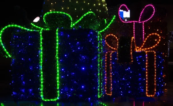 Decoraciones Navidad Símbolo Hecho Guirnalda Bokeh Desenfoque Cerca — Foto de Stock