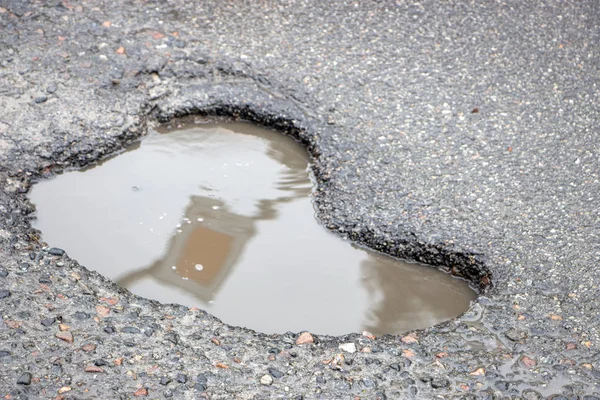 Vannak Sok Potholes Úttest Közelről — Stock Fotó