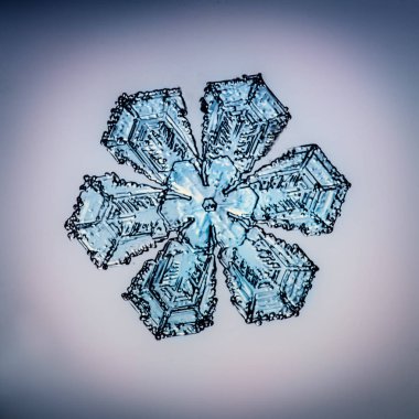 Güzel kar tanesi üzerinde açık mavi renkli yakın çekim