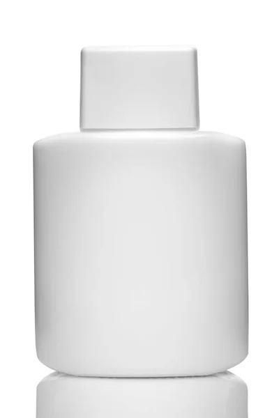 White bottle from cosmetics or household chemicals on a white background