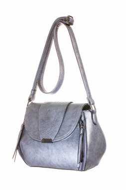 Gümüş bayanlar el deri çanta beyaz arka plan üzerinde izole kapatmak