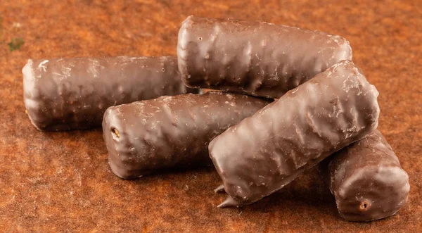 Chocoladerepen Bruine Papieren Achtergrond Close — Stockfoto