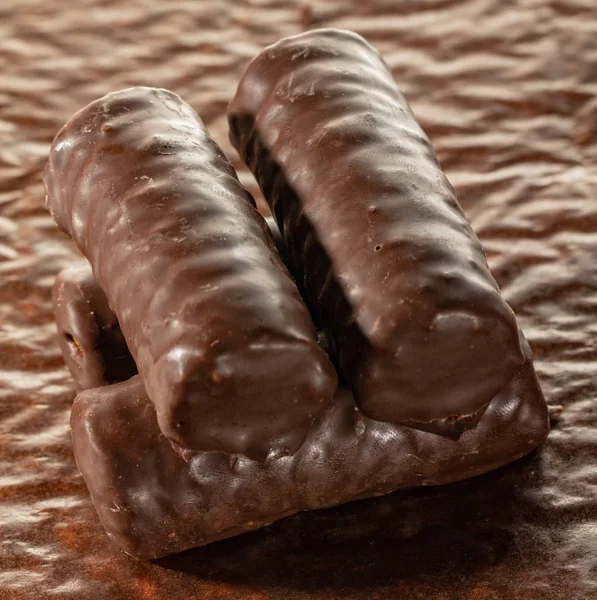 Chocoladerepen Bruine Papieren Achtergrond Close — Stockfoto