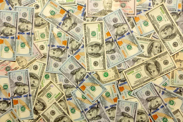 Achtergrond Met Geld Amerikaanse Honderd Dollar Bills Textuur — Stockfoto
