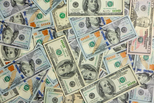 Achtergrond Met Geld Amerikaanse Honderd Dollar Bills Textuur — Stockfoto