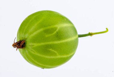 Beyaz arka planda bir taze yeşil bektaşi üzümü