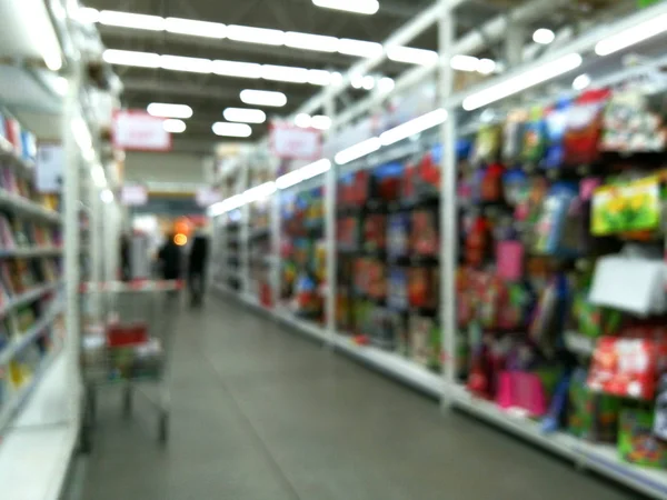 Supermarket store blur background with bokeh abstract — Stock Photo, Image