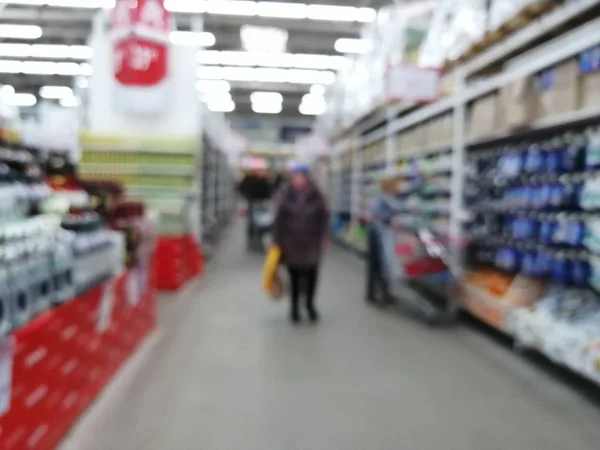 V supermarketech je pozadí rozmach — Stock fotografie