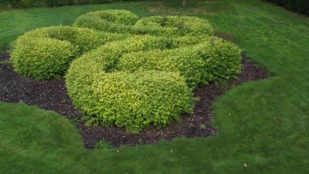 4k Flygfoto Fransk trädgård i centrala Buchan stadspark. Ett mästerverk i topiary konst. — Stockvideo