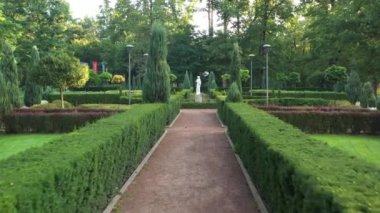 Buchan şehir parkındaki 4K hava fotoğrafçılığı Fransız bahçesi. Bir ağaç sanatının başyapıtı..