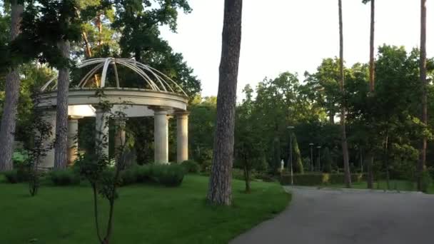 Fotografia aérea Jardim francês no centro do parque da cidade de Buchan. Uma obra-prima da arte topiária. — Vídeo de Stock