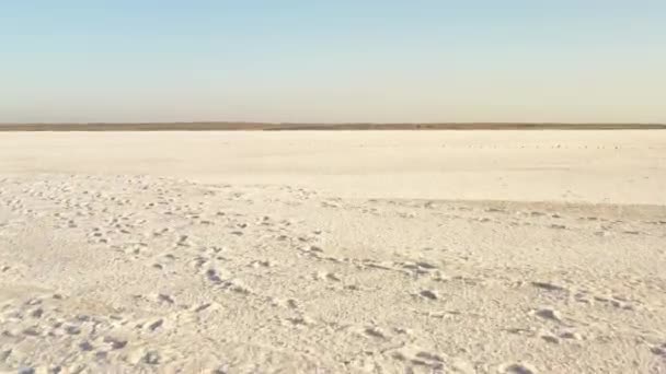 The surface of Tuzla salt lake in Mykolaiv region, Ukraine. View from the drone — Stock Video