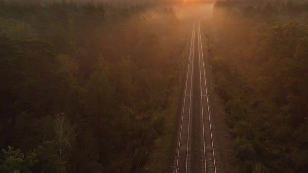 Movimento lento da câmera sobre os voos que vão para o horizonte onde o sol nasce — Vídeo de Stock