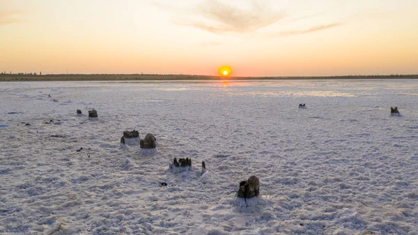 Вечір, на солоне озеро Солонець-Тузла — стокове фото
