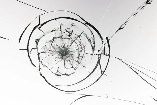 Cracked glass on a white background texture — Stock Photo, Image