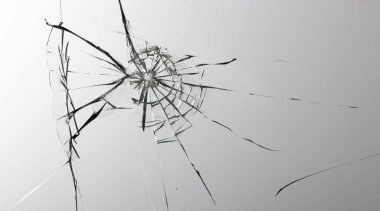 Beyaz arkaplan dokusunda kırık cam.