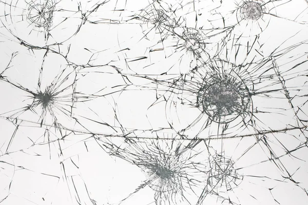 Cracked glass on a white background texture — Stock Photo, Image