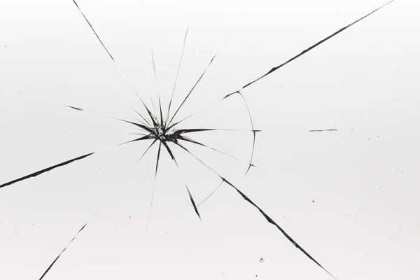 Cracked glass on a white background texture — Stock Photo, Image