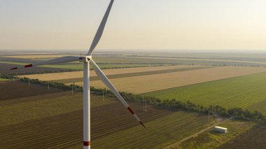 Wind turbine from aerial view The concept of renewable energy