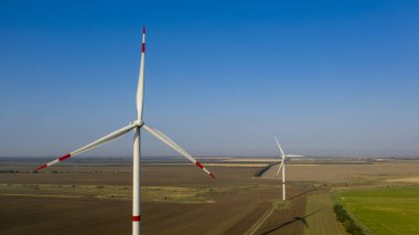Wind turbine from aerial view The concept of renewable energy