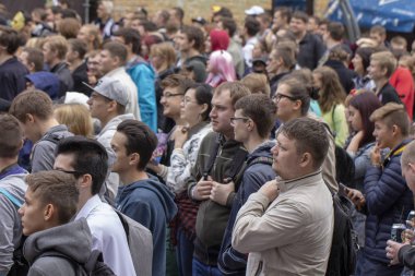 26 Eylül 2018, Ukrayna Kiev: Çağdaş Pop Kültür Festivali. Comic Con. Comic Con festivalinin ziyaretçileri. Farklı kostümler giymişti..